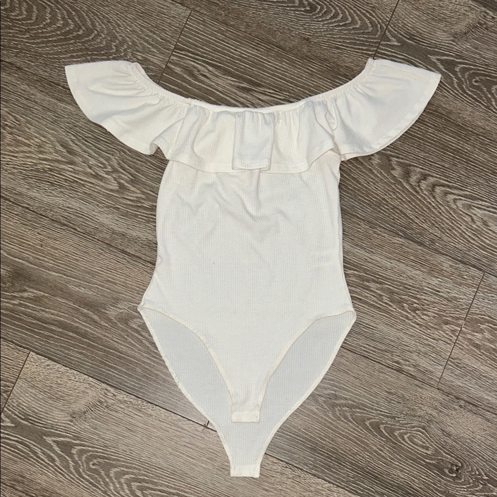 Ransom White Bodysuit with Ruffled Collar